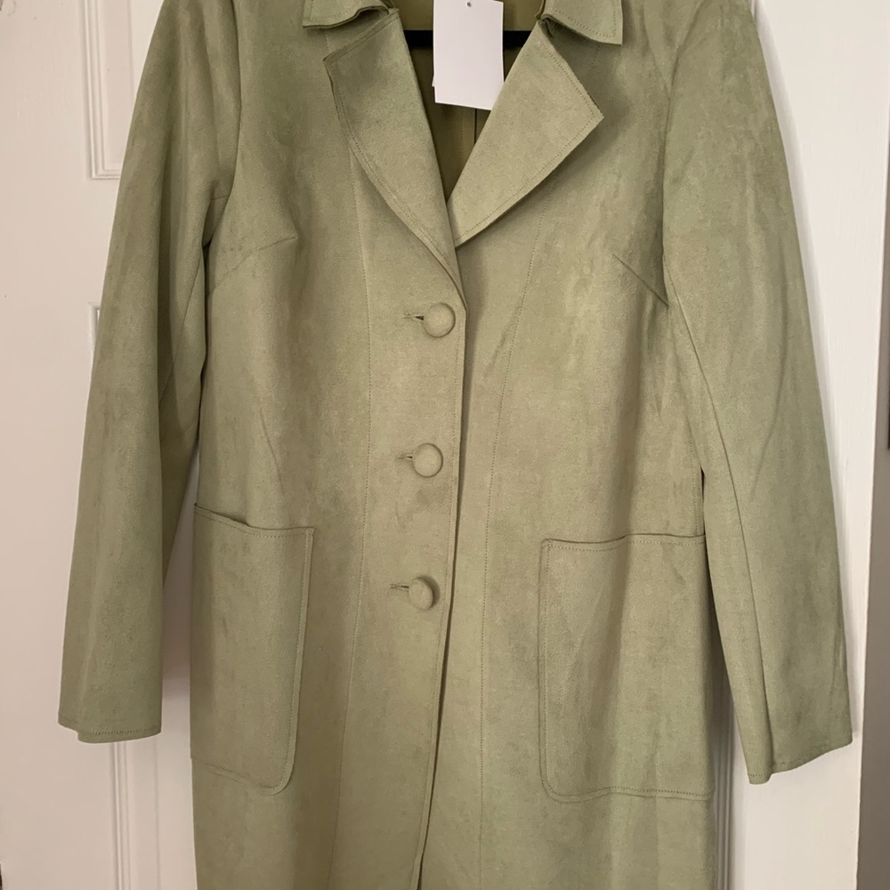 Magaschoni Green Trench Coat with Notched Lapel